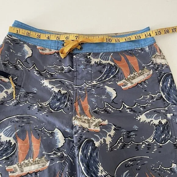 Vintage Patagonia Pataloha Swim Trunks Board Shorts Men 28 Boat Waves Hawaiian - Picture 11 of 15